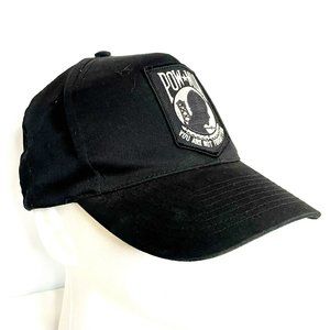 Vintage Nissun Dad Cap, Military "POW M.I.A", Black Cotton w/ Embroidered Patch